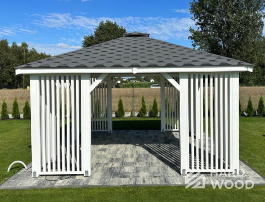 Беседка белая деревянная №90 - фото 1899